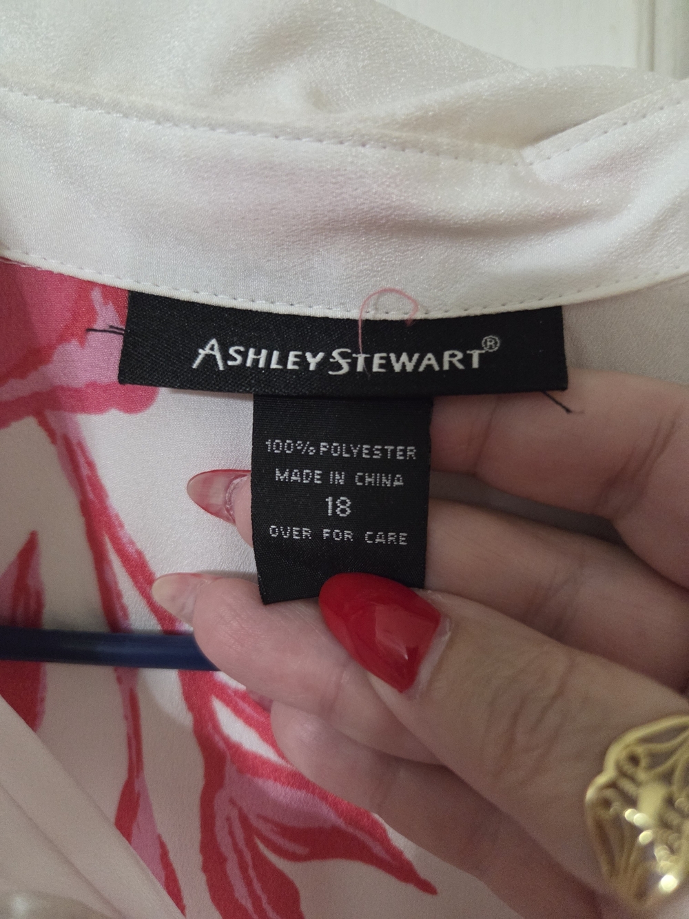 NWOT Sz 18 Ashley Stewart White and Hot Pink Floral HI/LOW Top - Picture 5 of 7